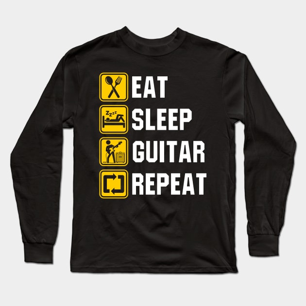 Eat Sleep Guitar Repeat Long Sleeve T-Shirt by KawaiiDread